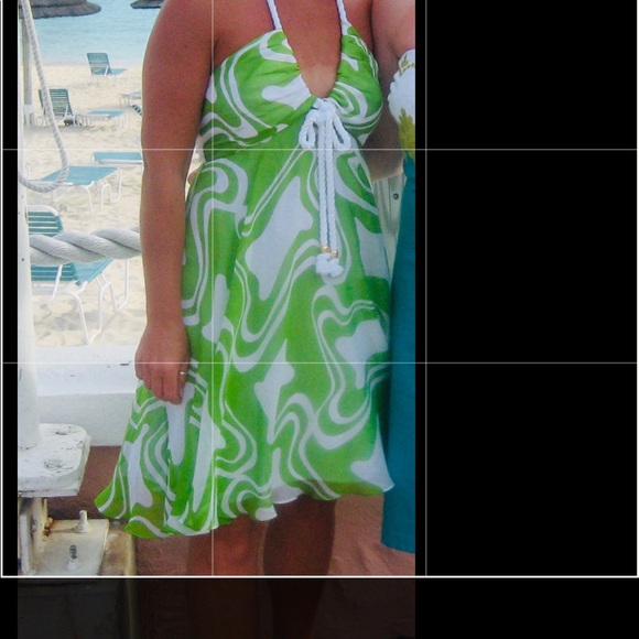 Milly Green and White Halter Dress 6 - Picture 4 of 4